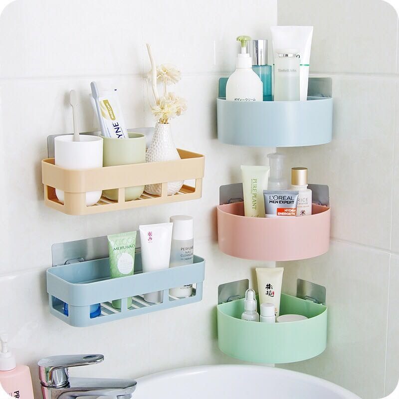 Shelf wall Kitchen Make-up Room Wash Terrace Free of perforated Self-adhesive toilet bathroom Bathroom Bath supplies