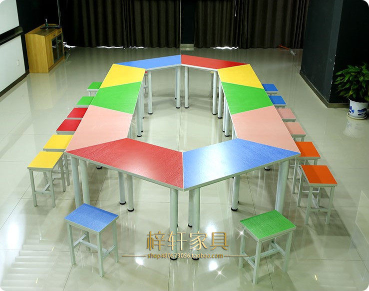 Trapezoidal splicing meeting negotiation table free splicing office desk and chair simple reading room training table school furniture