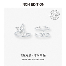 INCH EDITION Pearl butterfly girlfriend ring female open ring light luxury niche stack wearing ring fashion personality