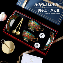 Macro Lishun New Wedding Companion Gift to cup lovers Coffee cups Bone Porcelain Cup Advanced a couple of wedding gift cups