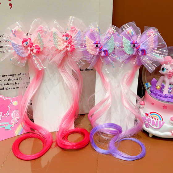 小马宝莉儿童蝴蝶结发夹头饰2025年新款碧琪紫悦公主女童假发辫子