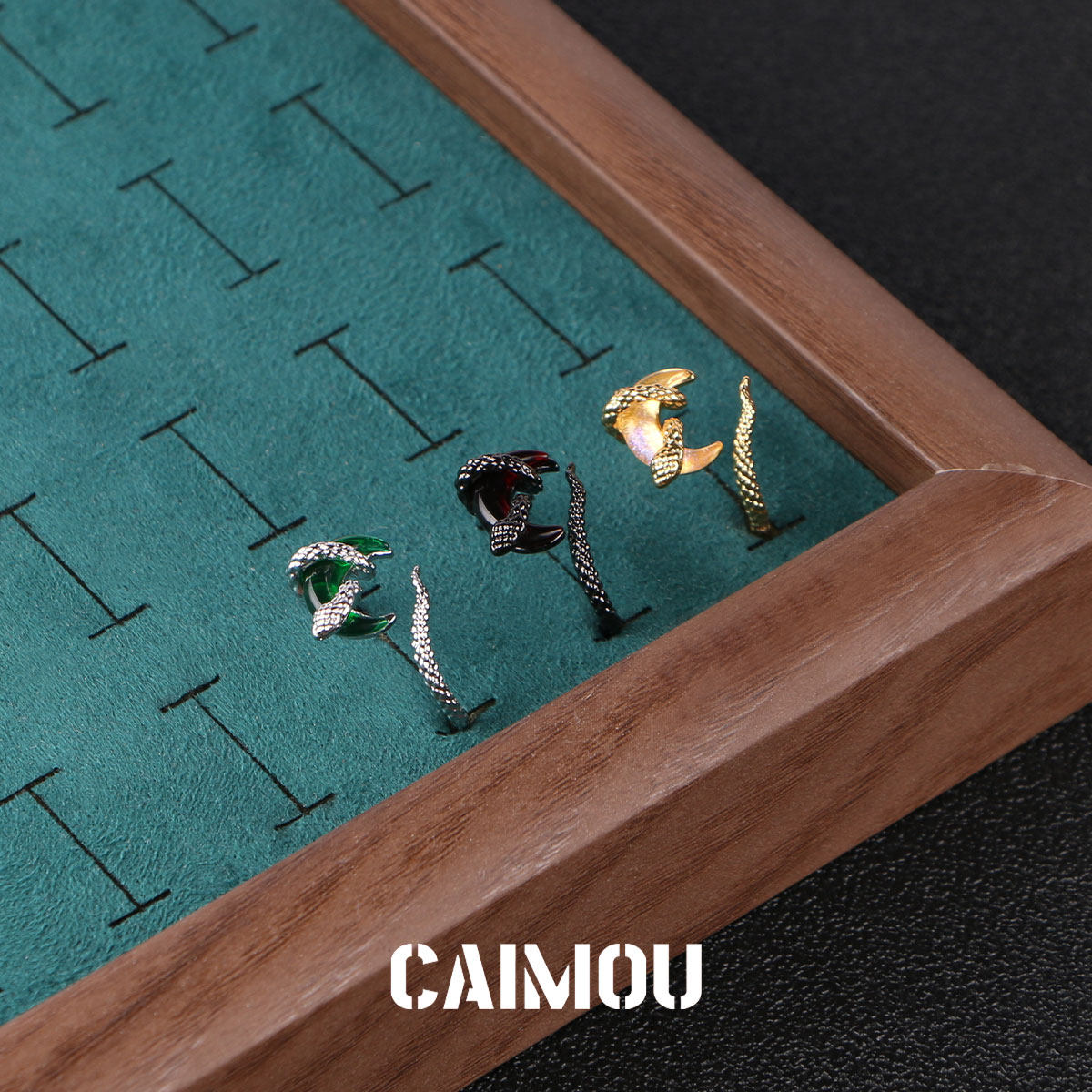 Кольцо CAIMOU 'Змея и Луна' черное