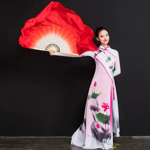 Классический фанат Chant Silk Fan Dance Dance Fan Stage Performance Big Red Gradient Fan Square Dance Tour Yangge Tour