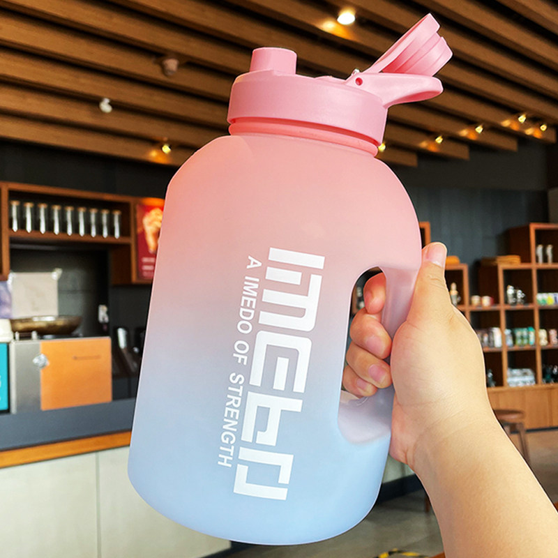 Gradient color ton ton bucket cup super-capacity sports fitness male 2L water bottle plastic belly space water cup students