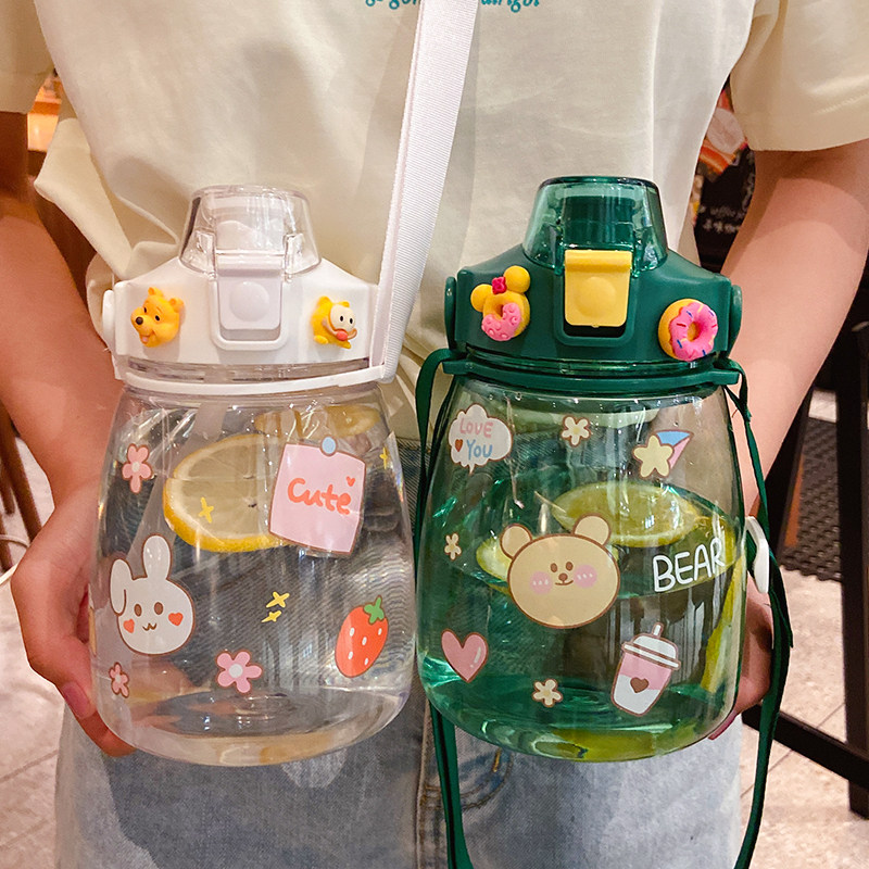 Water cup female summer large-capacity net red super belly cup summer cute straw cup 2L portable kettle high value