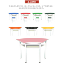Group tutoring table fan-shaped color combination six-sided table student reading ladder activity table shape splicing table 820