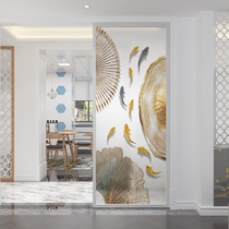 Custom minimalist art glass screen living room kitchen and bathroom partition Entry entrance Frosted translucent new Chinese nine fish figure