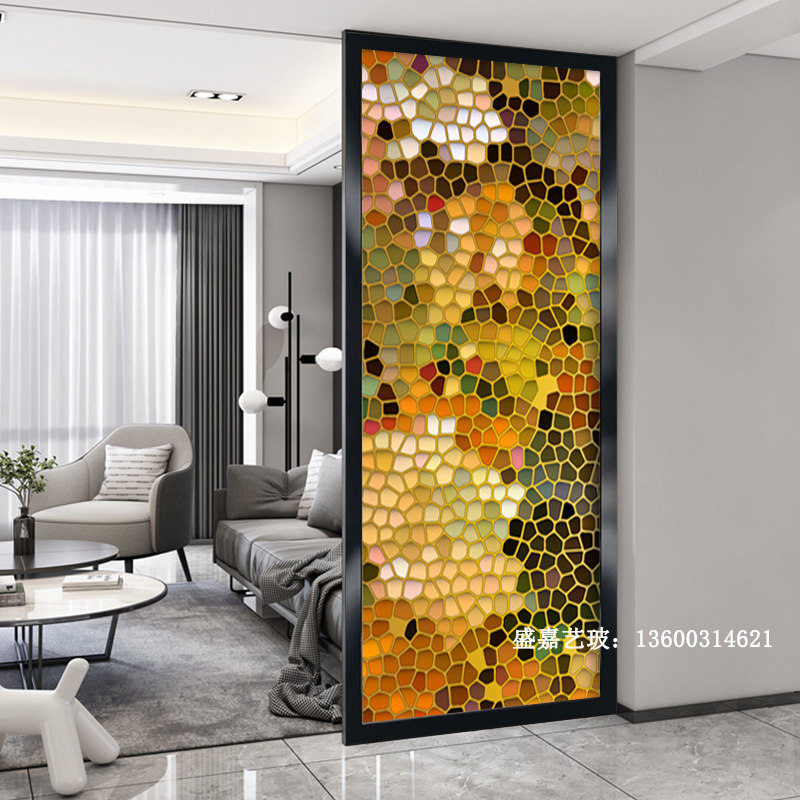 European simple art glass screen Bedroom partition wall Entry entrance Small apartment Light luxury custom craft glass