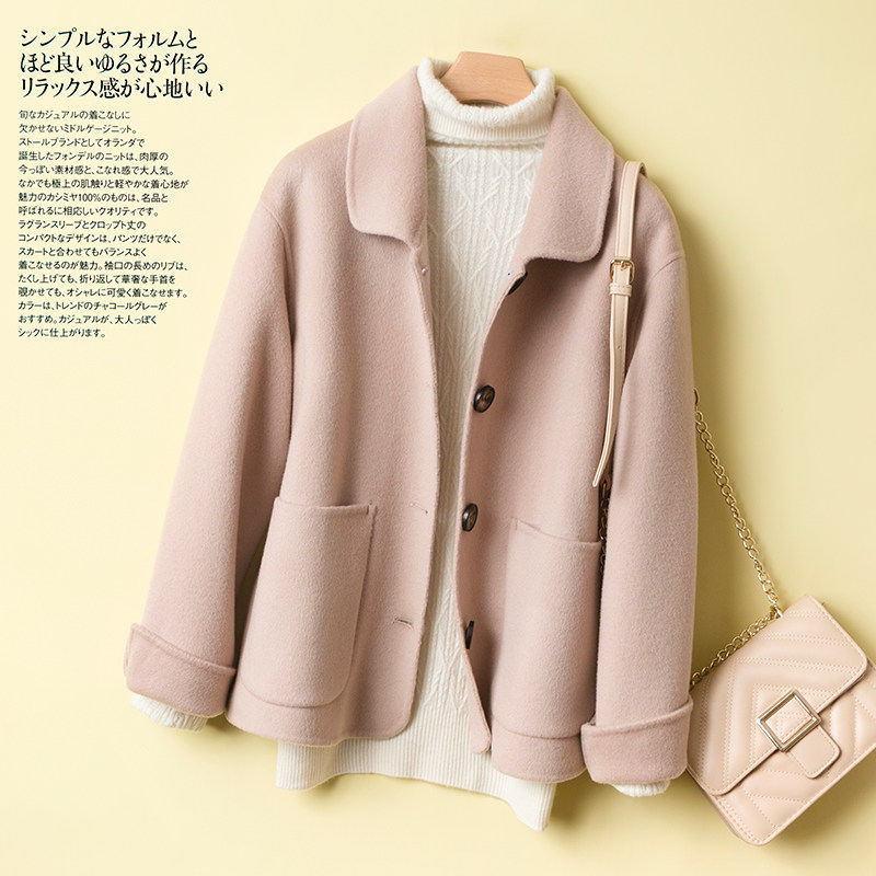 Double-sided cashmere coat women's short autumn and winter 2022 new thin and small retro thick woolen coat
