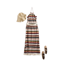 Nishimachi Village House Resort Style Striped Halter Suit Womens Summer New French Retro Two-piece Set AB9601016