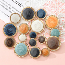 Sand Gold Button Coat Windbreaker Cardigan Sweater Quicksand Metal Button Round Fashion All-match Coat Top Button