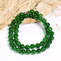 Yao Xinjiang Hetian Jade ball necklace old pit Jasper ice bottom spinach green lady 10mm choker neck
