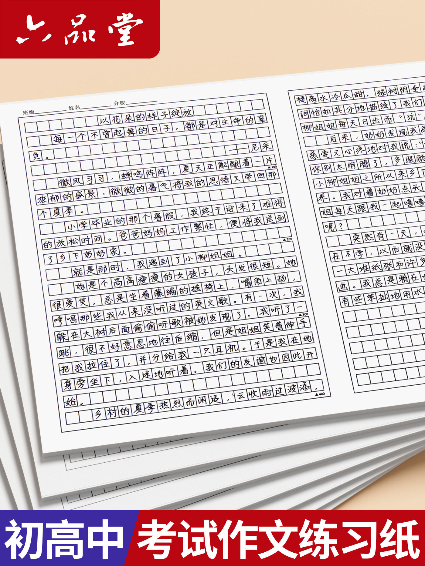 Liupintang Chinese Composition Paper, Special for Middle and High School, 800 Grid Thickened Grid Paper, Exam Answer Sheet, Composition Notebook