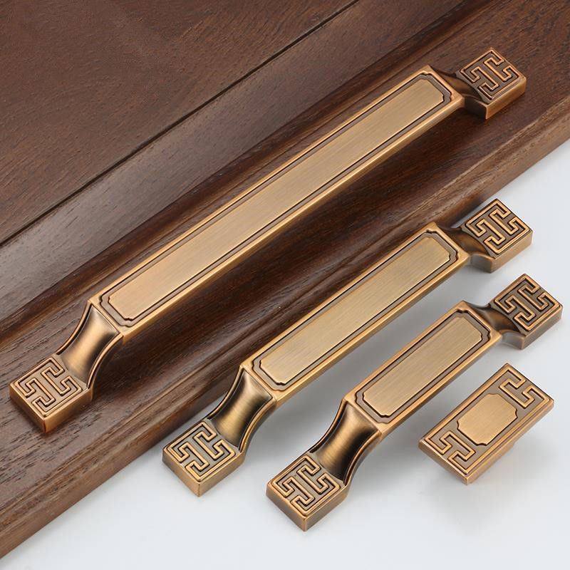 Wardrobe Door Handle New Chinese Handle Cabinet Door Overall Cabinet Drawers Shoe Cabinet Chests Handle Modern Brief Ancient Bronze single holes