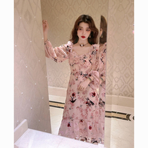 Tea break French fairy small fragrance design sense niche long dress floral dress spring 2021 new female
