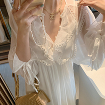 Summer White Ultra Fairy Sweet Tea Hysteria Style Retro Gentle Wind First Love Dress Dress 2021 New Fall