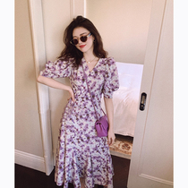 Superfairy sweet and beautiful 2021 new spring tea hysteria style retro crummy and snowspun little balsamic windy dress Summer