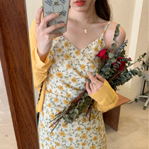 Autumn tea break Balloon Flower style retro yellow harnesses Broken Flowers Snowspun first Love Two suits Dress Children Summer