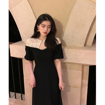 Lukewarm Wind Womens Fashion Senior Sense Little Black Dress 2021 New Tea Chic Style Retro First Love Dress Child Summer