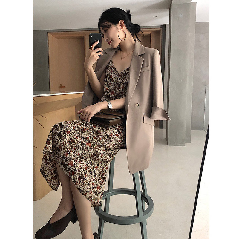 2021 Nets Red Ocean Pie Age Fashion Dresses Harbor Wind Retro Chic Suits Small Balsamic Suit Women's Fall