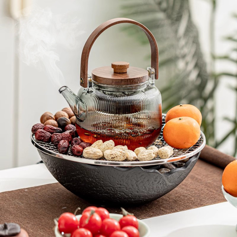 Electric Ceramic Stove Tea Brewing Set, Complete Set for Brewing Tea Around the Stove, Household Milk Roasting Kettle, Tea Set, Health-Preserving Glass Teapot