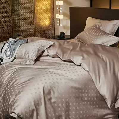 Four-piece set of cotton pure cotton brushed light luxury 100 Nordic style plush cotton embroidery bed sheet duvet cover Bedding