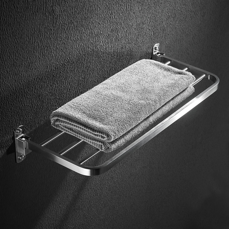 Stainless Steel Towel Rack Free of perforated Bathrooms Bath Towel Shelve Makeup Room Single Layer Folding Towel Rack Bath Towels