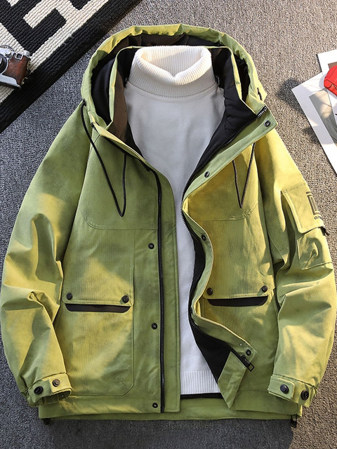 American style workwear down jacket for men and teenagers winter new outdoor hooded cold-proof clothing for boys 90 velvet warm bread jacket