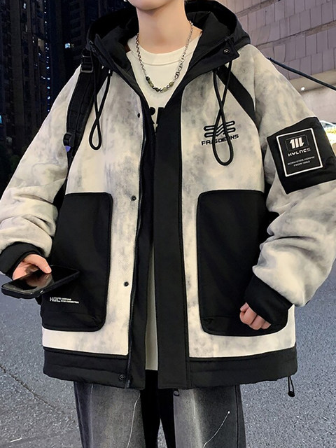 Contrast color splicing jacket for boys and girls in spring and autumn, dirty gray work jacket, handsome and trendy spring coat for boys