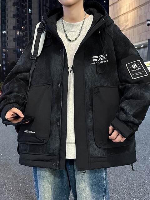 Contrast color splicing jacket for boys and girls in spring and autumn, dirty gray work jacket, handsome and trendy spring coat for boys