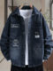 Denim jacket for men and teenagers in autumn new work style handsome loose jacket boys removable hooded coat