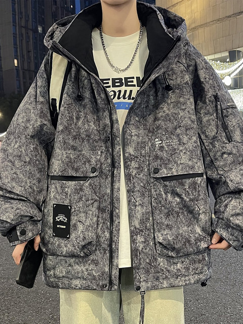 Down jacket male teenagers winter 2025 new high-end workwear jacket male students hooded warm and cold-proof clothing