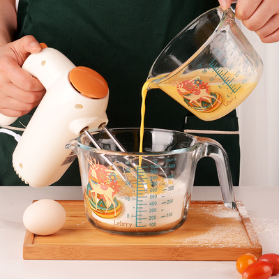 lebrry玻璃量杯大刻度杯耐热家用食品级厨房打蛋烘焙计量牛奶杯子