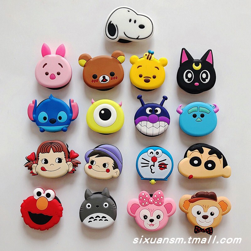 Korean and Japanese Cute Cartoon Foldable Phone Stand, Retractable, Anti-Drop, Ring Holder, Adhesive, Thickened, 3D Silicone Doll Support Stand, Personalized for Men and Women, Couples, Watching Tv, Binge-Watching Shows, Lazy Gadget