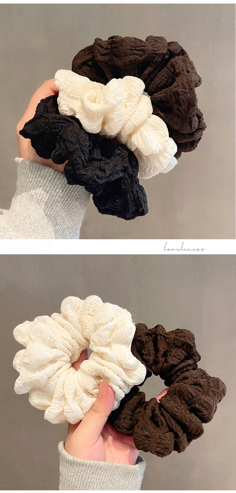 Cute Large Hair Scrunchies Hair Accessories Coffee Color Milky White Headdress display picture 3