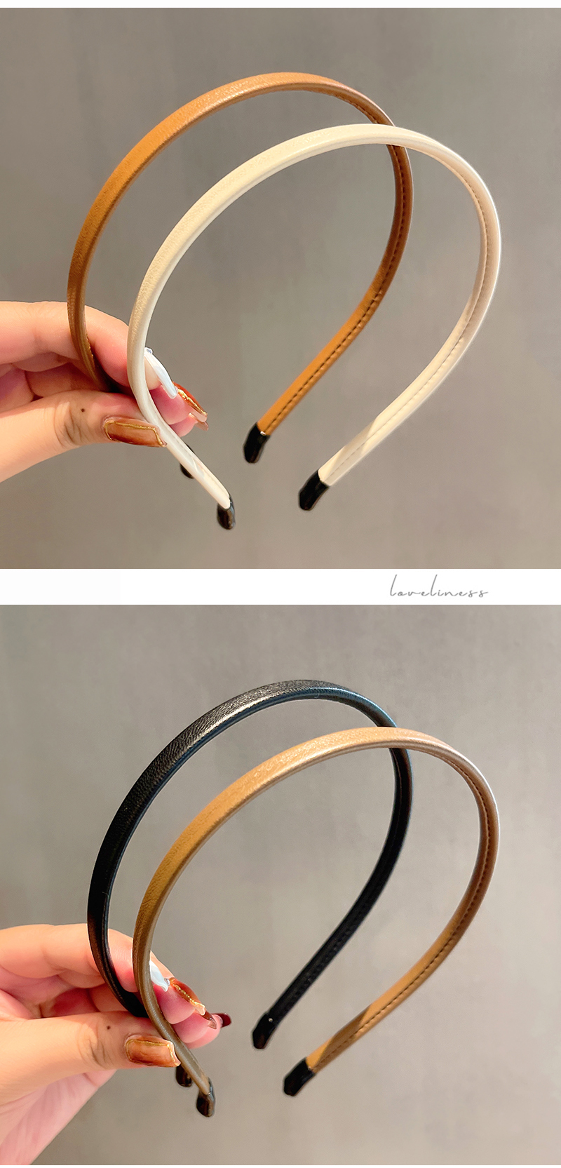 Korean Solid Color Leather Hair Band Wholesale Nihaojewelry display picture 3