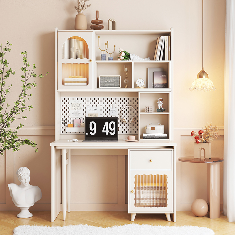 Corner Desk Bookshelf Integrated Solid Wood Home Children's Bookcase Combination Study Table Cream Style Folding Computer Desk Corner Desk Bookshelf Integrated Solid Wood Home Children's Bookcase Combination Study Table Cream Style Folding Computer Desk