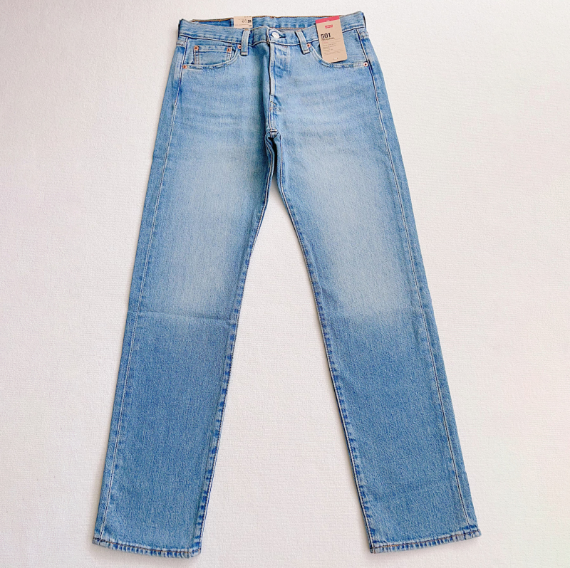Authentic American Levi's 501 Men's Levisend Collaboration Mid-Rise Loose Straight-Leg Light Blue Jeans 00501