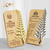 (Wine Industry Promotion) Creative Wooden Trophy Customized Solid Wood Medals Annual Meeting Awards Excellent Staff Authorization