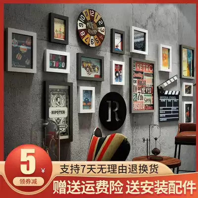 Industrial style staircase decoration bar barbecue restaurant Wall retro hanging corridor aisle background wall wall decoration photo frame