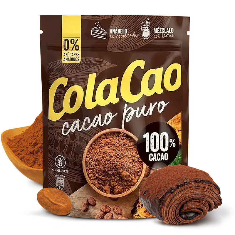 Original Imported from Spain, Colacao Non-Alkalized Raw Cocoa Pure Cocoa Powder, Hot Chocolate Powder for Brewing and Baking