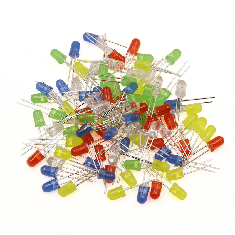 3mm 5mmLED灯泡发光二极管F3 F5红绿黄蓝白色直插灯珠元件包多种