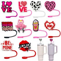 New love BAO WEN straw cover lover straw cap silicone dust plug cute party straw decoration cross-border product