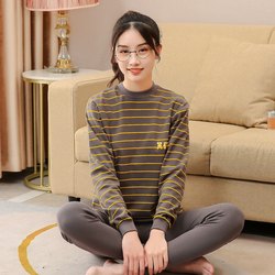 Autumn clothes and long johns for women, pure cotton suits, student girls, youth thermal underwear, high school students, junior high school students, mid-collar cotton sweaters