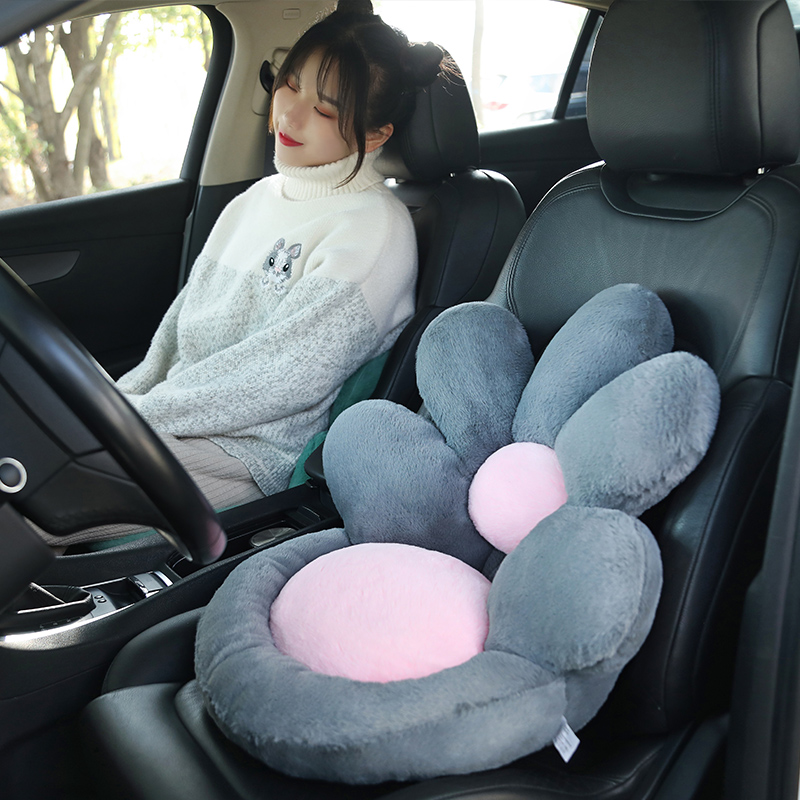 Winter car seat cushion plush headrest cartoon rear car seat cushion single piece four seasons universal vehicle seat cushion female