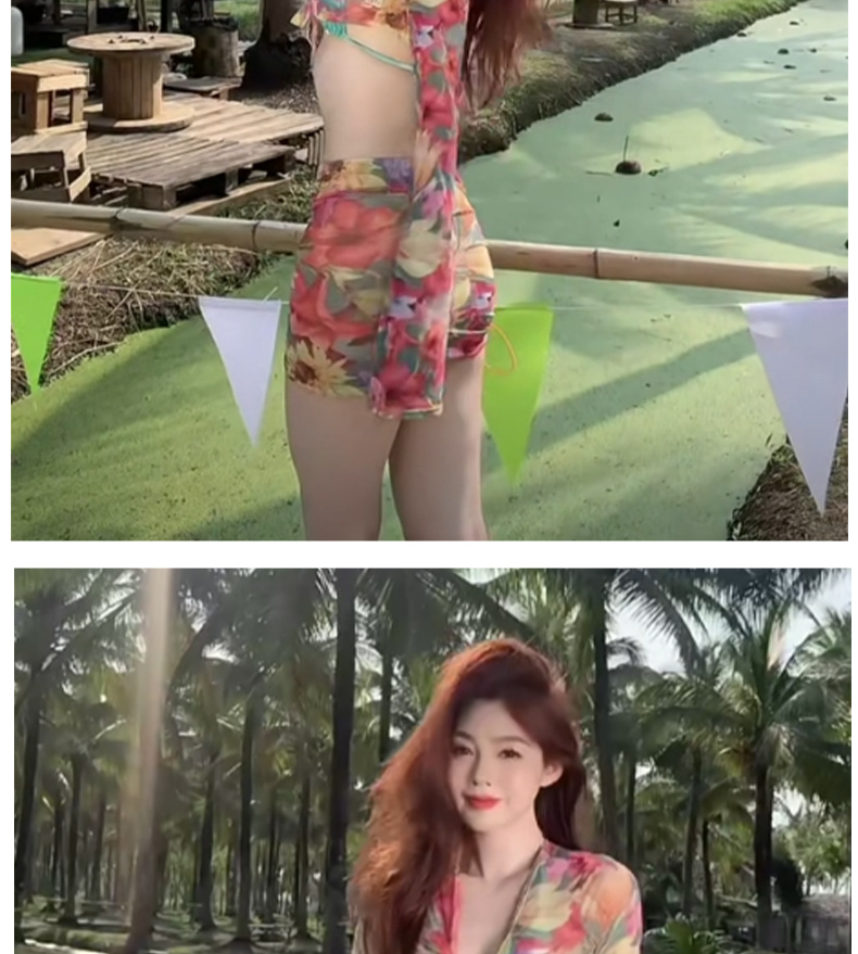Xiamo weilan 2023 new summer bikini swimsuit women's split long-sleeved slimming high-end student hot spring sexy