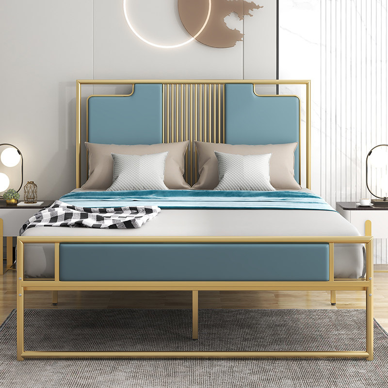 Light luxury modern simple net red soft lean wrought iron bed 1.2 meters 1.5 meters iron frame mattress package new Chinese apartment bed