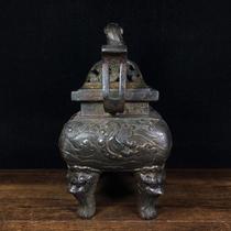 Timeout Hall Mouthful Old Bronze Ware Pure Copper Smoked Incense Stove Old Stove Pendulum Pieces Antique Ancient Play Miscellaneous Old Goods