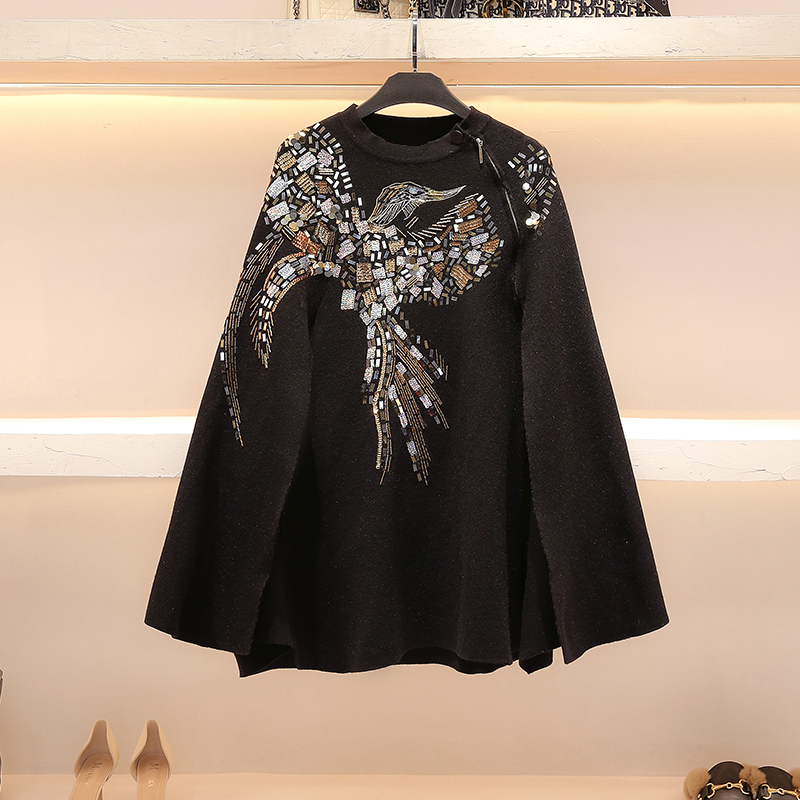 Sweater women's autumn and winter new outer wear fashion pullover loose lazy style design sense high-end niche cloak jacket