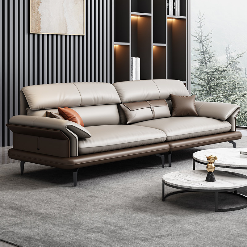 Office Sofa Genuine Leather Business Lounge VIP Reception Room Minimalist Modern Owner Sofa Tea Table Combo Suit-Taobao